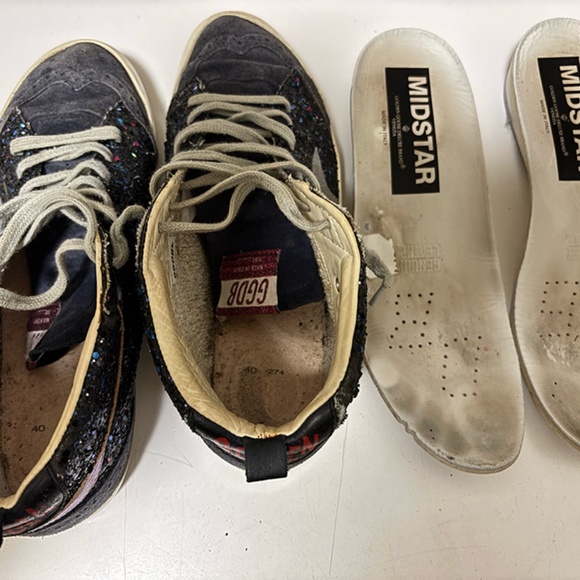 Golden Goose Slide Sneaker Size 40 Dark Navy Glitter - Picture 6 of 10